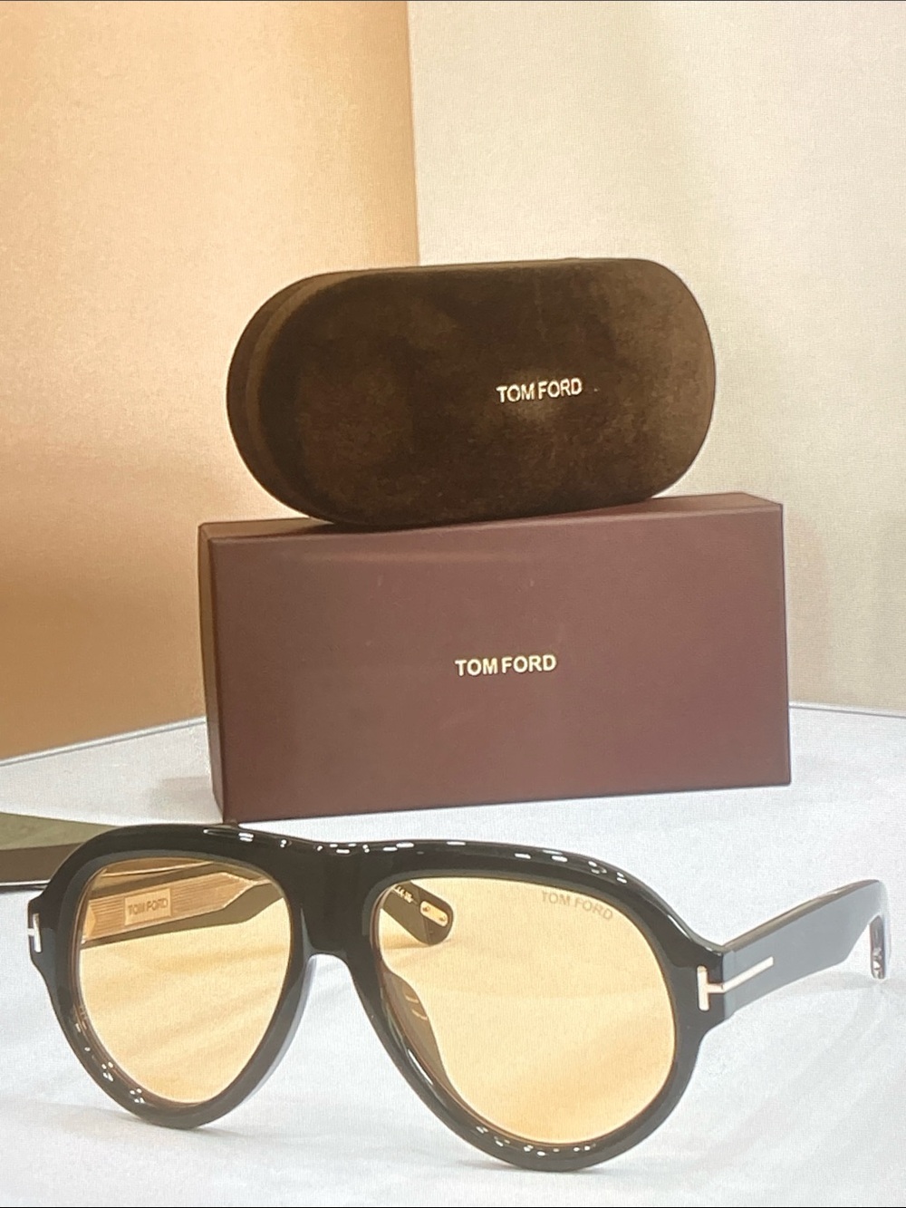 Tom Ford Black Frame Amber Lens Sunglasses with Case - Picture 6 of 9
